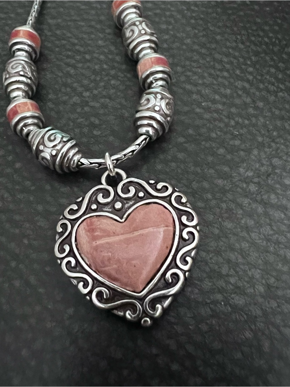 Sterling-Style Pink Heart Pendant Necklace Brighton.